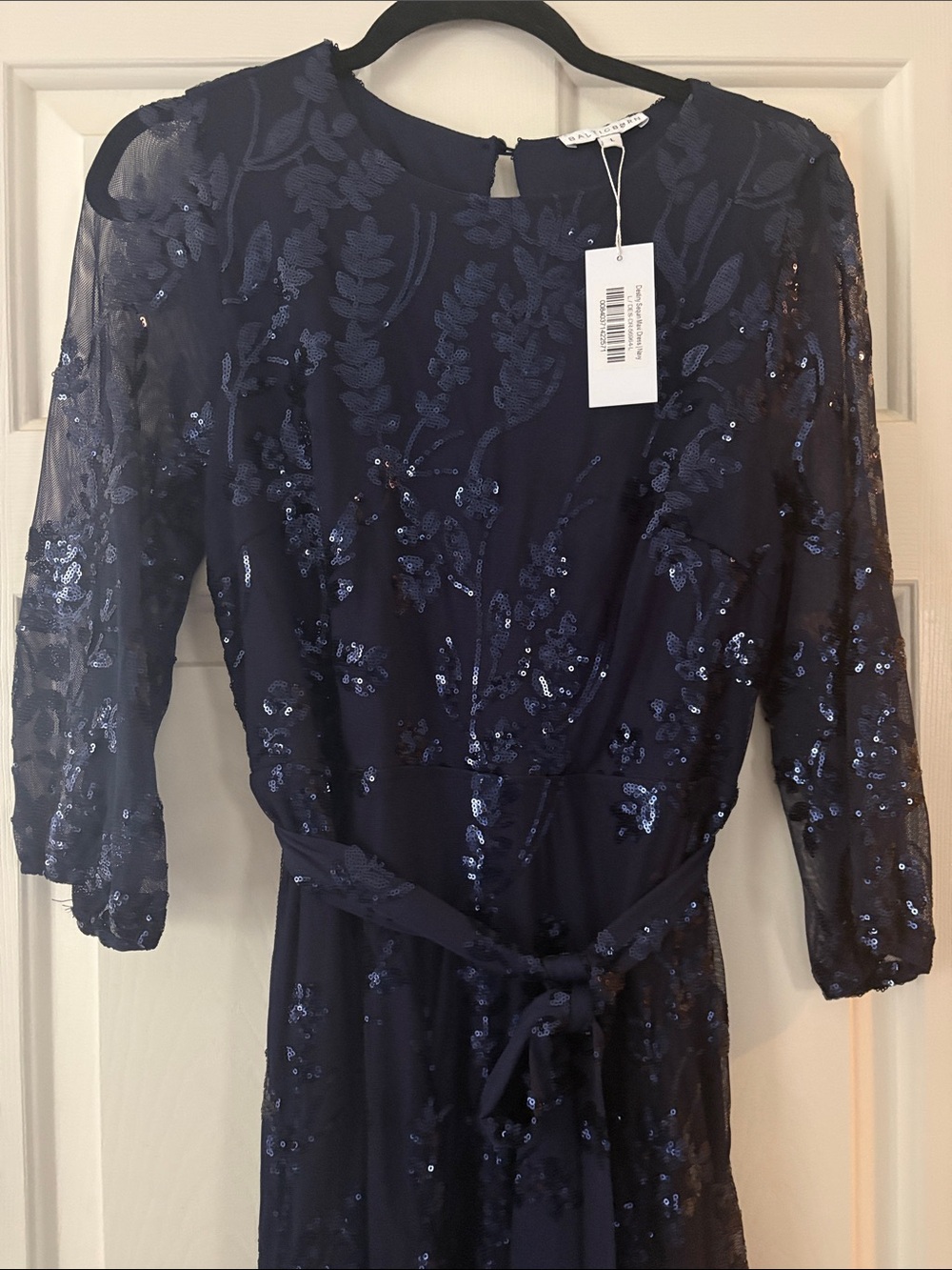 Baltic Born Navy Sequin Embroidered Maxi Dress